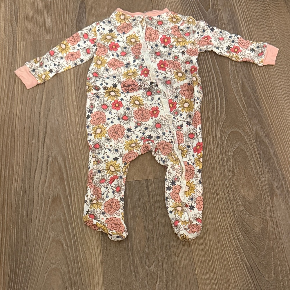 NWOT Milkberry floral ruffle bamboo viscose footie
